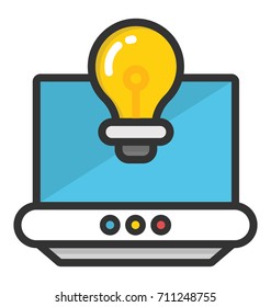 Laptop Bulb Vector Icon