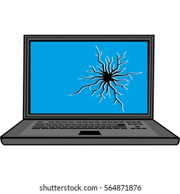 laptop with bullet holes
