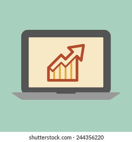 Laptop business chart concept