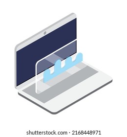 laptop business chart icon isometric