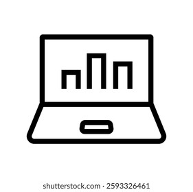 Laptop and business graph icon vector.