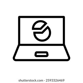 Laptop and business graph icon vector.