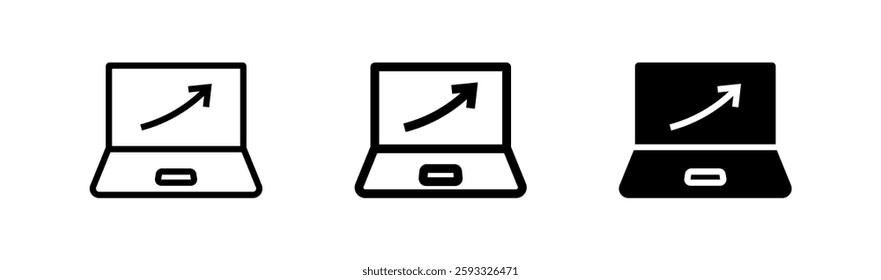 Laptop and business graph icon vector.