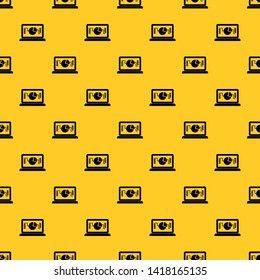 Laptop with business graph pattern seamless vector repeat geometric yellow for any design