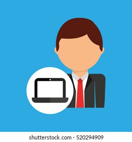 laptop business man suit worker icon vector illustration eps 10