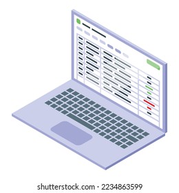 Laptop business plan icon isometric vector. Web market. Digital time