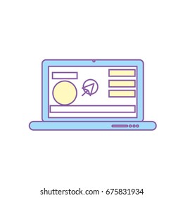 laptop with business website and arrow cursor