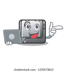 With laptop button G isolated in the cartoon