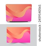Laptop cage or cover design with multiple color and shape against white and gray backdrop eps vector file format.