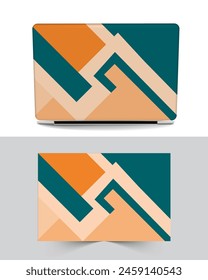 Diseño de la jaula o cubierta del ordenador portátil con múltiples colores y formas contra el fondo blanco y gris eps formato de archivo de Vector.