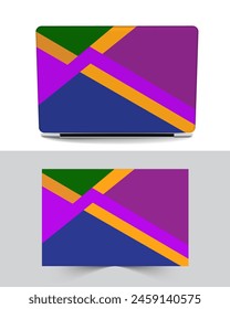 Diseño de la jaula o cubierta del ordenador portátil con múltiples colores y formas contra el fondo blanco y gris eps formato de archivo de Vector.