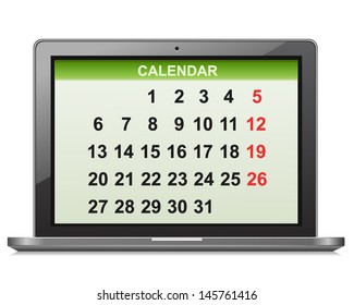 Laptop with calendar