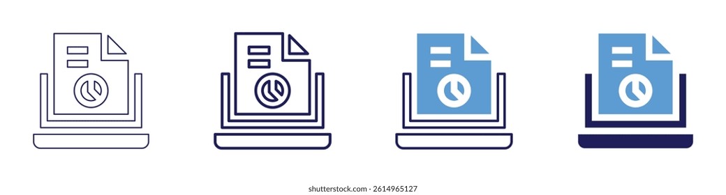 Laptop calibrate icon in 4 different styles. Thin Line, Line, Bold Line, Duotone. Duotone style. Editable stroke.