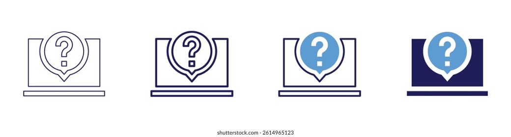 Laptop calibration icon in 4 different styles. Thin Line, Line, Bold Line, Duotone. Duotone style. Editable stroke.
