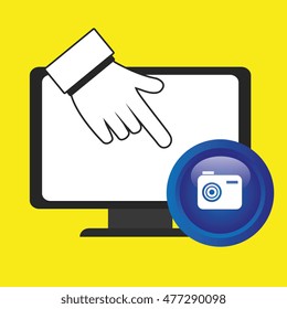 laptop camera hand icon