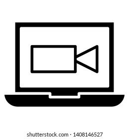 laptop camera recorder icon vector in black color