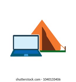 Laptop Camping Logo Icon Design