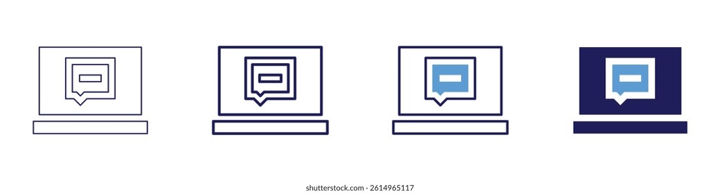 Laptop campus icon in 4 different styles. Thin Line, Line, Bold Line, Duotone. Duotone style. Editable stroke.