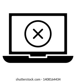 laptop cancel icon vector in black color