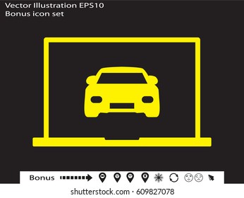 laptop, car, icon, vector illustration eps10