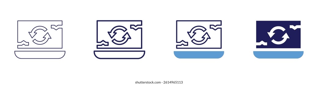 Laptop carbon icon in 4 different styles. Thin Line, Line, Bold Line, Duotone. Duotone style. Editable stroke.