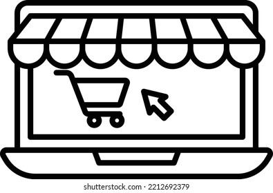 Laptop with Cart Sign Vector Icon Design, Winter Fall Sales Elements Symbol, Black Friday or Year End Promotion Sign, Shopping Season Discount Template, Logon on For Shopping Concept, 