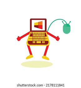 Caricatura de portátil del vector de ilustración