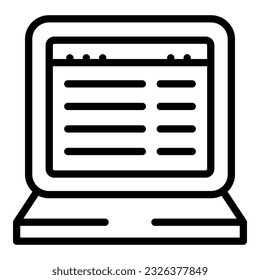 Laptop case study icon outline vector. Business success. Learn data