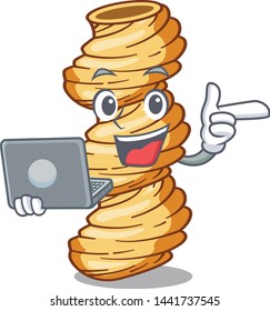 With laptop cellentani pasta isolated in the mascot