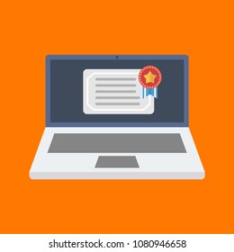 laptop with certificate icon