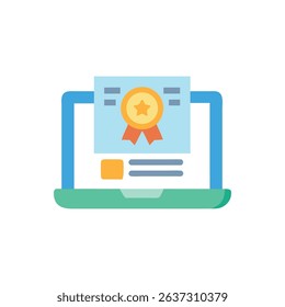 Laptop with certificate illustration on its screen display