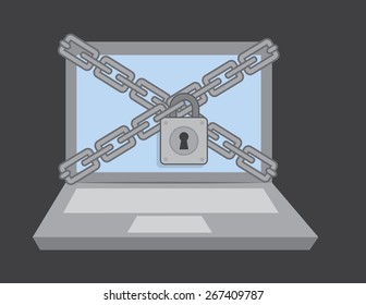 Laptop chained and locked with padlock
