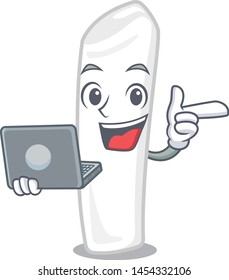 With laptop chalk isolated with in the mascot