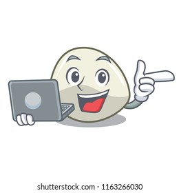 With laptop character cartoon homemade organic mozzarella cheese