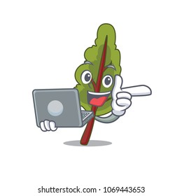 With laptop chard character cartoon style