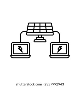 Laptop charge via solar Vector Icon which can easily modify or edit
