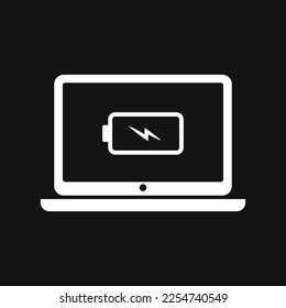 Laptop charging icon label sign design vector