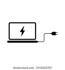 Icono de carga del ordenador portátil, símbolo de la estación de energía del ordenador portátil