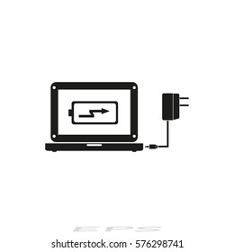 Laptop Charging Icon, Vector Illustration