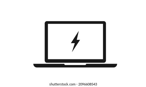 Laptop Charging Icon. Vector Isolated Editable Flat Illustration