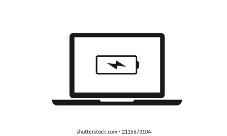 Laptop Charging Icon. Vector Isolated Editable Flat Illustration