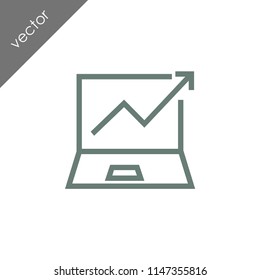 laptop chart analysis icon