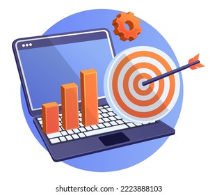 laptop with chart and archery board