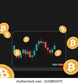 Portátil con gráfico y bitcoines