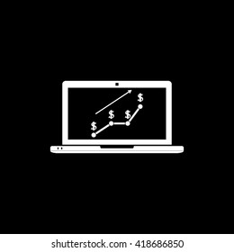 Laptop chart dollar icon vector. 