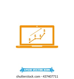Laptop chart dollar icon vector