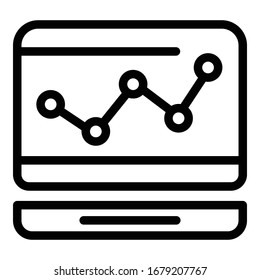 Icono de gráfico de portátiles. Icono del vector del gráfico portátil de esquema para diseño web aislado en fondo blanco
