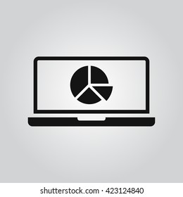 Laptop chart icon vector