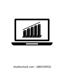 laptop with chart icon vector symbol illustrations