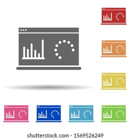 Laptop, chart, online analytical in multi color style icon. Simple glyph, flat vector of business icons for ui and ux, website or mobile application